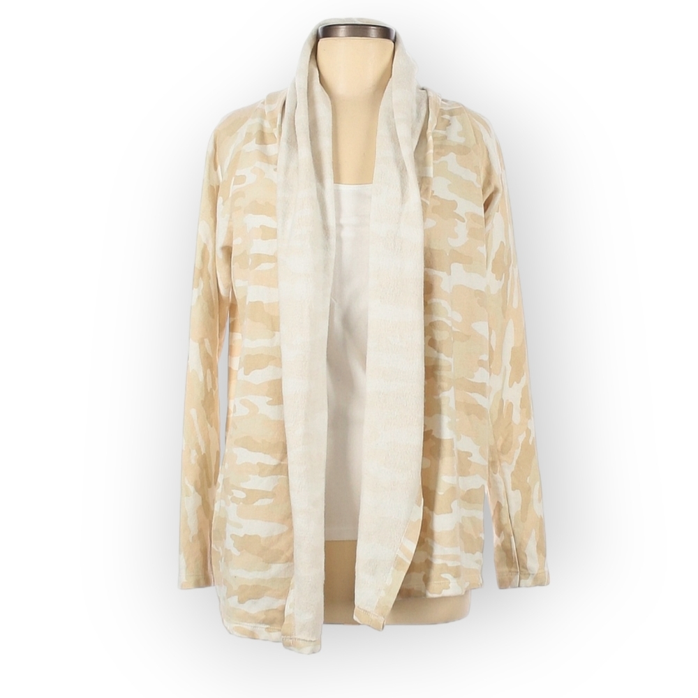 Lucky Brand Womens Medium Cream Camo Cardigan